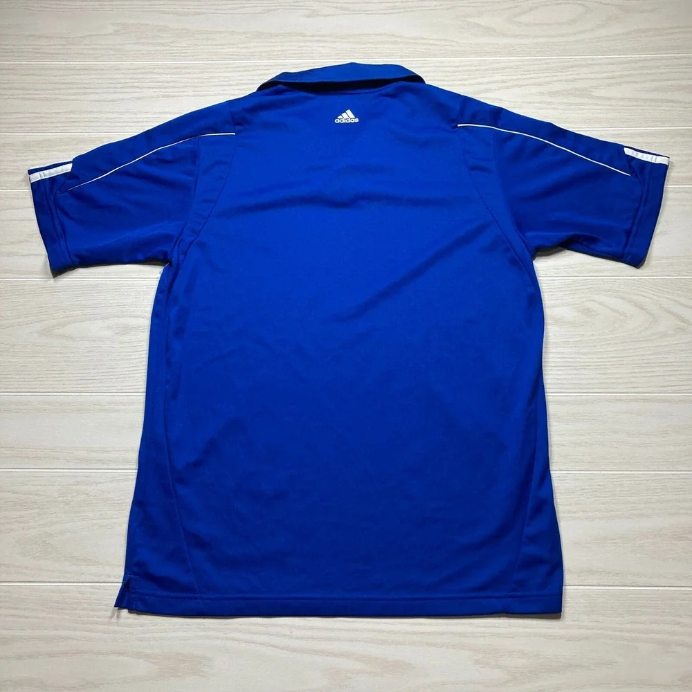 2 Adidas Men's ClimaLite‎ Three Stripe Polo Golf Shirts Blue Size Medium